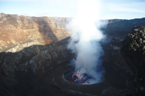 View of Mount Nyiragongo lava lake
