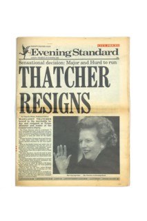 Thatcher Resigns, Evening Standard Newspaper, 22nd November 1990.