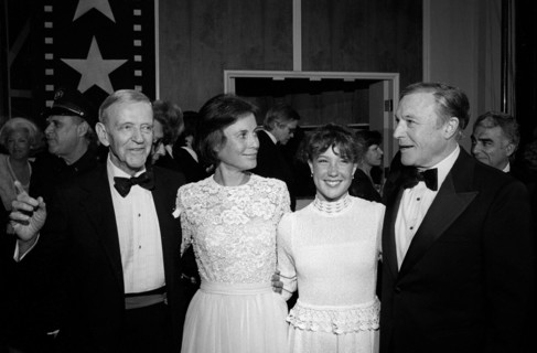 Fred Astaire and wife Robyn Smith with Gene Kelly at American Film Institute Awards Show on April 10, 1981 at the Beverly Hills Hotel in Beverly Hills, California Credit: Ralph Dominguez/MediaPunch