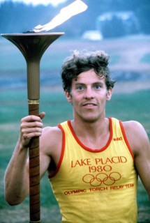 1LT Steven A. Simon took leave from the U.S. Air Force to train with 51 other people to carry the 1980 Winter Olympic torch. Simon is attached to the 90th Strategic Missile Wing. Base: Lake Placid Sta...