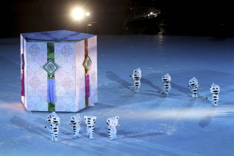 February 25, 2018 - Pyeongchang, GANGWON, SOUTH KOREA - Feb 25, 2018-Pyeongchang, South Korea-Entertainers perform during the Beijing segment during the Closing Ceremony of the PyeongChang 2018 Winter...