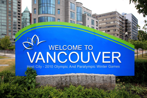 Welcome to Vancouver winter games sign, Vancouver, BC, Canada
