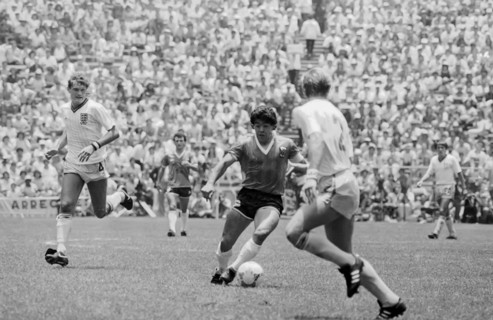 Maradona against England, for the quarter finals of football World Cup Mexico 1986