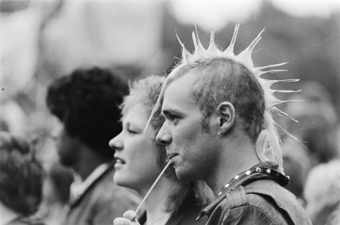 Punks in the Zuiderpark in The Hague during Parkpop, July 5, 1981, festivals, cockerels, punks, The Netherlands, 20th century press agency photo, news