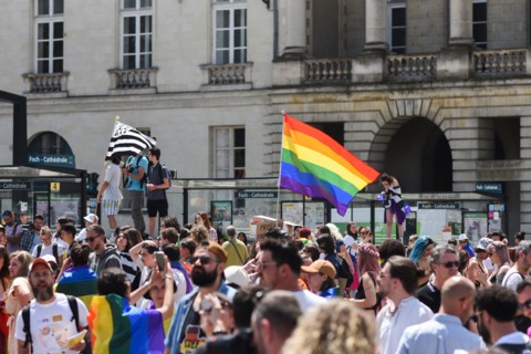 Nantes, France, June 11, 2022: Gay pride in Nantes in france.