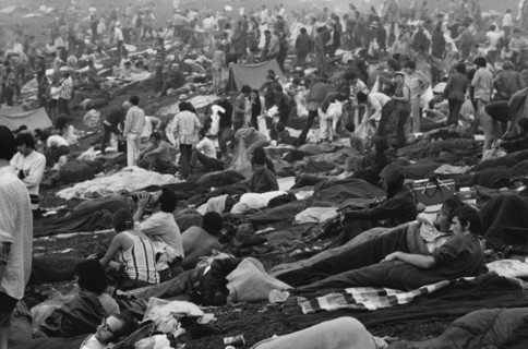 A look at part of the crowd at the Woodstock Music Festival; 1969.