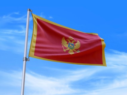 Beautiful Montenegro flag waving in the wind with sky background - 3D illustration - 3D render