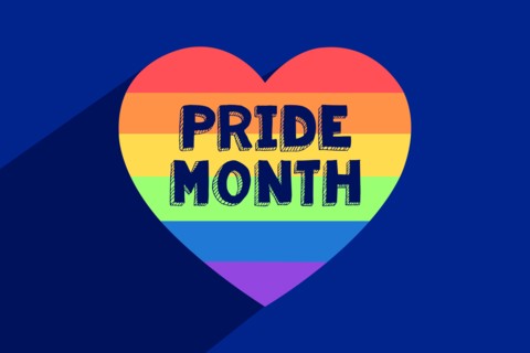 LGBT rainbow pride with happy pride month. Rainbow Pride Flag Colors. Banner Illustration with Text for Pride Month