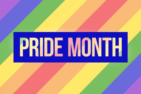 LGBT rainbow pride with happy pride month. Rainbow Pride Flag Colors. Banner Illustration with Text for Pride Month