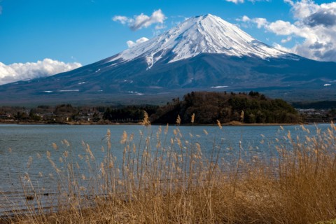Mount Fuji, Japan, an active stratovolcano on the island on Honshu. It is the tallest mountain in Japan.