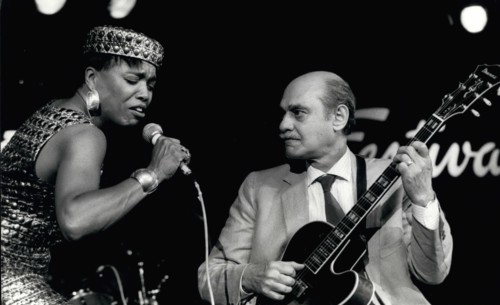 Jul 17, 1990 - Montreux, France - Jazz Festival of Montreux Dee Dee Bridgewater (L) and Joe Pass (R) enthused the audience with a fiery session during the Grand Gala Night of the Montreux Jazz Festiva...