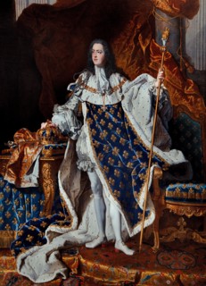 King Roi Louis XV 1710-74 in Coronation Robes 1742  Rigaud Hyacinthe 1659-1743 France French Louvre Museum Paris France, ( Louis XV was the King of France from 1715 to 1774, reigning from the age of f...