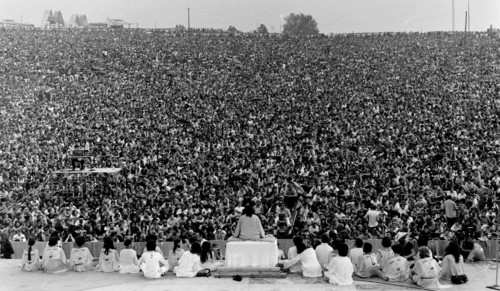 Swami Satchidananda – Opening Ceremony at Woodstock August 15, 1969. Photo by Mark Goff