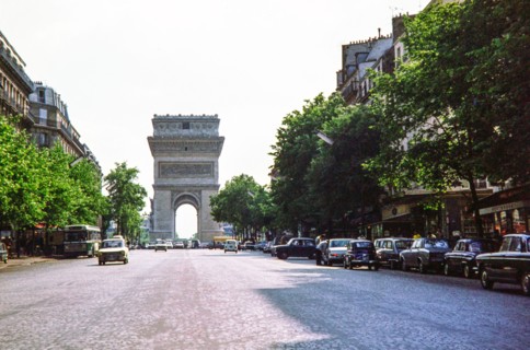 Arc de Triomphe de l'Étoile,   view from Avenue de la Grande Armée, Paris, France, Europe 1970