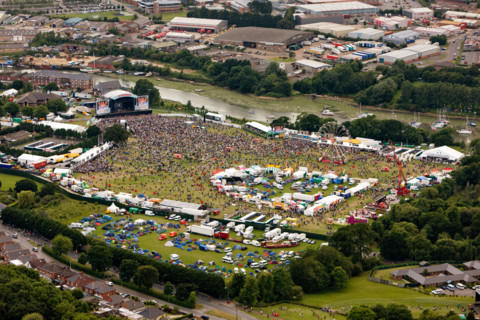 Aerial view of The Isle of Wight Festival