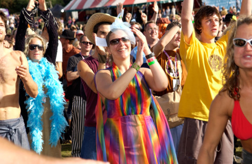 Festival goers at Bestival. Isle of Wight. UK