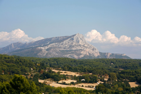 View over Montagne Sainte Victoire which used to be one of cezanne favourite subjects. Aix en Provence, Provence, France.