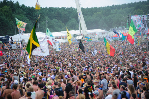 General view of the crowds attending at the Przystanek Woodstock music festival, Kostrzyn, Poland.
