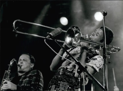 Jul. 07, 1985 - Montreux Jazz-Festival Last week-end was one of the highlights of the famous Jazz Festival of Montreux this year.Picture shows Ray Anderson, belonging to the Jazz-Funk group Slicka-pho...