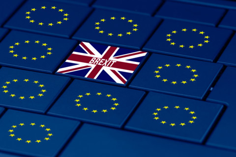 brexit and eu symbol on pc keyboard