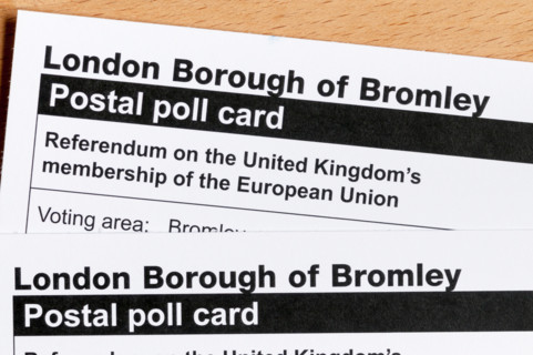 Postal poll cards for the 2016 Referendum on the United Kingdom's membership of the European Union.