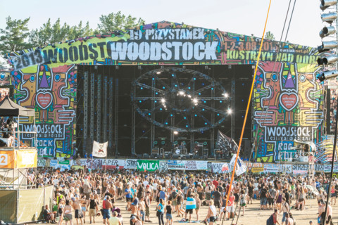 People gather before main stage at the19th Przystanek Woodstock (Woodstock Festival).