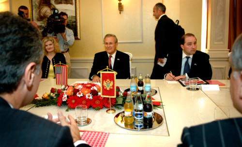 Secretary of Defense met with the Prime Minister of Montenegro at Villa Gorica on September 26, 2006, to recognize Montenegro’s independence and discuss integration with Europe, highlighting diplomati...