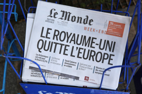Newspaper headline after Brexit. France.