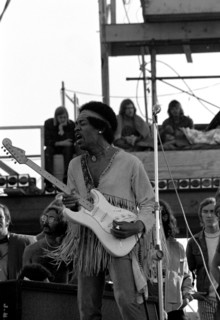 Jimi Hendrix performing his legendary 2 hour performance at Woodstock Music & Arts Festival held on Sam Yasgur's alfalfa field in Sullivan County in Bethal, New York on August 18, 1969. Hendrix insist...