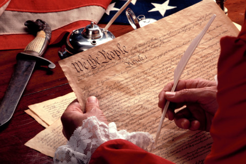 Re-creation of the signing of the Declaration of Independence