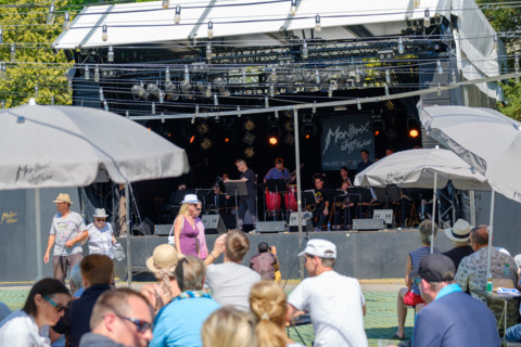 People attend live music concert during Montreux Jazz festival