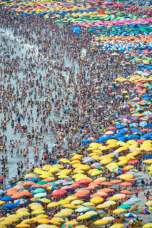 Overcrowded beach in Lima, Peru