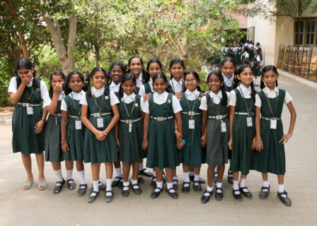 Group of young school girls  in Tiruchirappalli,Tamil Nadu,India.