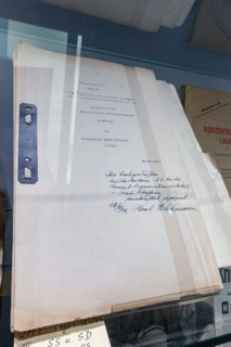 Original legal document from the Nuremberg Trials, Memorium Nuremberg Trials, Nuremberg, Bavaria, Germany.