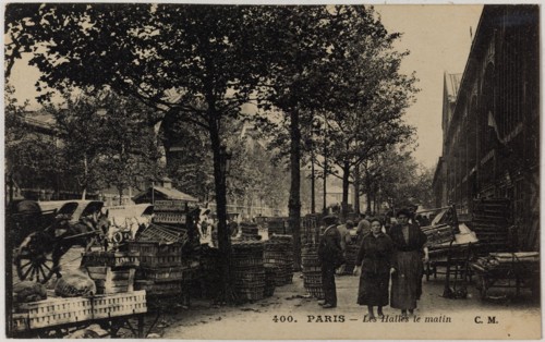PARIS - THE HALLS IN THE MORNING (BASKETS STREET BALTARD) Charles Malcuit (éditeur Cosson). Les Halles le matin. Paniers rue Baltard. Paris (Ier arr.). Phototypie. Paris, musée Carnavalet.
