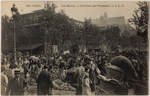 BET THE HALLS, PAVILION FUTURES (FRUIT AND VEGETABLE STREET BALTARD) J.L.C./Le Gui. Les halles, pavillon des primeurs (fruits et légumes, rue Baltard), Paris (Ier arr.). Phototypie. Paris, musée Carna...