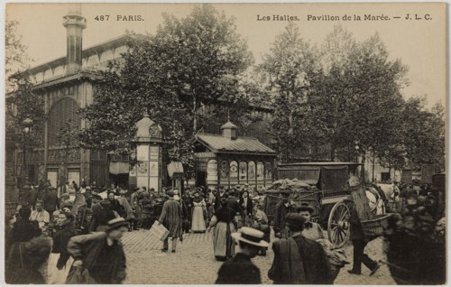 PARIS - THE HALLS, PAVILION OF TIDE (RUE BALTARD) J.L.C/Le Gui. Les Halles, pavillon de la marée (rue Baltard), Paris (Ier arr.). Phototypie, Paris, musée Carnavalet.