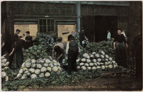 PARIS, THE HALLS OF 6 HOURS 8 HOURS OF THE MORNING - THE TILE, SPROUTS -Flowers (RUE BALTARD) L.V & Compagnie. Les Halles de 6 heures à 8 heures du matin - Le Carreau. Les choux -fleurs (rue Baltard),...