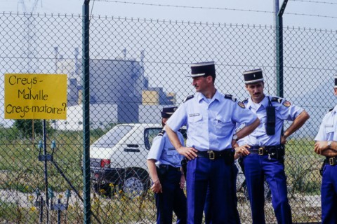 Anti-nuclear protesters march to protest againt nuclear breeder reactor, Creys-Malville, Isere, France