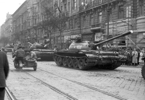 Soviet T-54s in Budapest during the suppression of the Hungarian Revolution