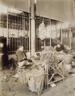Vegetable seller, Halles market, interior of a Baltard pavilion, 1st arrondissement, Paris, Atget, Eugène (Jean Eugène Auguste Atget), Photographer, 10-1900, Photography, Graphic arts, Photography, Al...