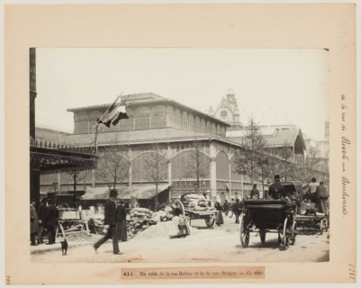 Blancard, Hippolyte (1843 - D.1924), Les Halles, corner of rue Baltar and rue Berger, 1st arrondissement, Paris (dummy title), 1890. Platinum draw. Carnavalet museum, history of Paris.