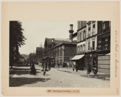 Blancard, Hippolyte (1843 - D.1924), Les Halles, rue Berger, 1st arrondissement, Paris (dummy title), 1890. Platinum draw. Carnavalet museum, history of Paris.