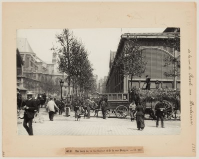 Blancard, Hippolyte (1843 - D.1924), Les Halles, corner of rue Baltar and rue Berger, 1st arrondissement, Paris (dummy title), 1890. Platinum draw. Carnavalet museum, history of Paris.