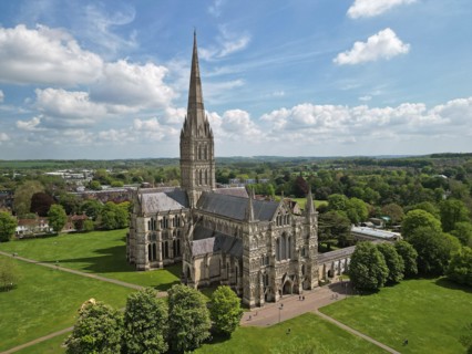 Aerial view of Salisbury Cathedral,Salisbury, Wiltsthire, England,UK