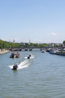 Paris, France, 07.17.2024. French river police train on the river Seine in preparation of the upcoming Olympic Games opening ceremony