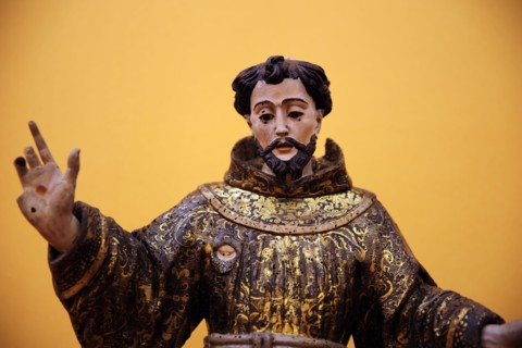 Saint Francis of Assisi with Five Woundes and dressed in the habit of the Order. 18th century. Saint Francisco Museum centre. Evora. Portugal.
