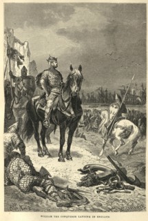 History of the Norman Conquest, William the Conqueror landing in England, 1066 Vintage illustration