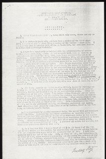 This document contains the first page of the testimony given by Rudolf Höß, former commandant of Auschwitz concentration camp, at the Nuremberg trials on 5 April 1946. It details administrative respon...