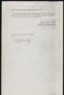 This document contains the third page of Rudolf Höß's testimony at the Nuremberg trials on 5 April 1946. It continues descriptions of Auschwitz camp operations, administrative duties, prisoner treatme...